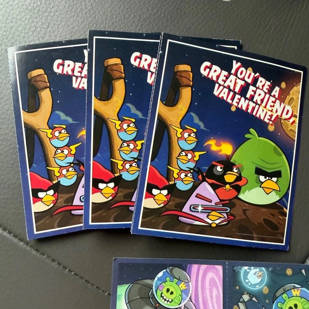 Angry Birds SET Pencils Valentine Cards Temporary Tattoos Video Game Merchandise